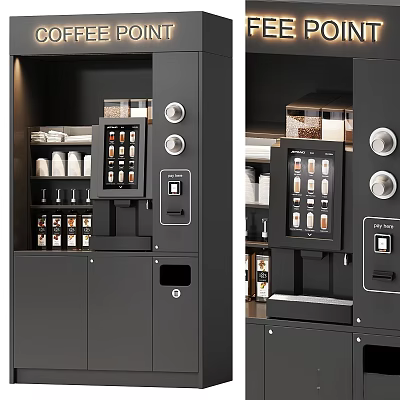 Professional Commercial Coffee Machine With Digital Display Coffee Bean Storage And Control Panel 3d model