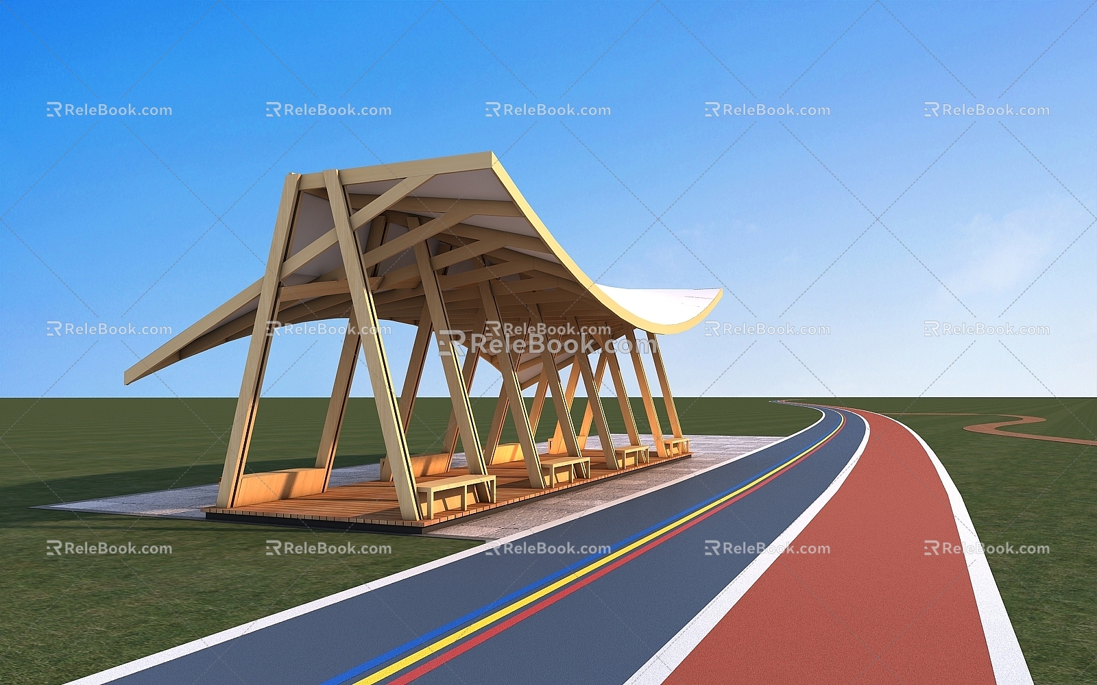 Rest platform post station 3d model