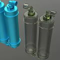 Different Colored Water Filter Pairs With Cylindrical Design And Connection Valves