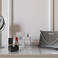 Elegant Decorative Ornament Set with Round Mirror Lipstick Perfume and Michael Kors Handbag