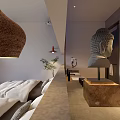 Modern Hotel Guest Room With Spacious Layout Large Windows Natural View And Wooden Accents