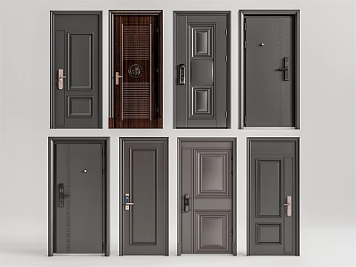 Modern security door entry door security door 3d model