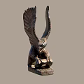 Realistic Landscape Sculpture of Eagle with Spread Wings and Clawed Feet