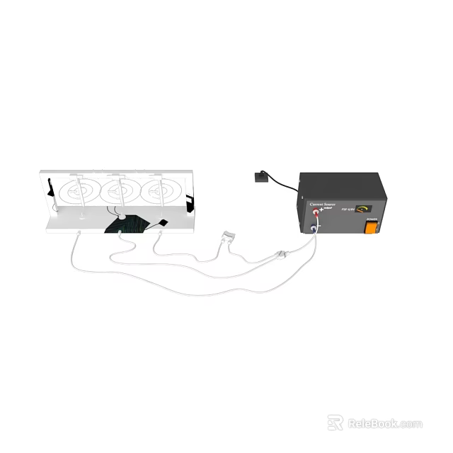 Electronic Appliance Cooling Fan System With Power Supply And Connecting Wires 3d model 