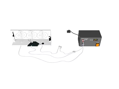 Electronic Appliance Cooling Fan System With Power Supply And Connecting Wires 3d model