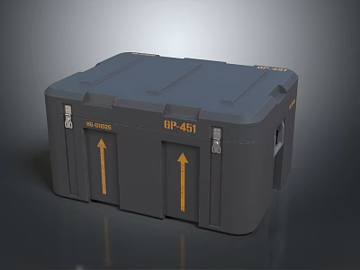 Heavy Duty Storage Container With UP451 Label Yellow Arrows And Lid Close Indicator 3d model