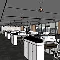 Public Office Area Office Front Desk 3d model
