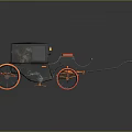 Vintage Horse Drawn Carriage With Black Body Red Accents And Wooden Wheels