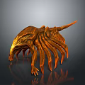 Orange Fantasy Creature Character With Shiny Exoskeleton Multiple Legs And Tail 3d model