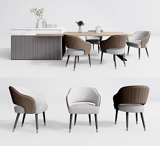 Modern Dining Table and Chair Combination Dining Table and Chair Dining Table Bar Combination Dining Chair 3d model