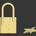 Shiny Golden Padlock With Keys And Reflection On Dark Background 3d model