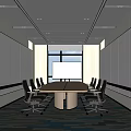 Modern Conference Room Interior Design With Long Table Black Office Chairs And Whiteboard