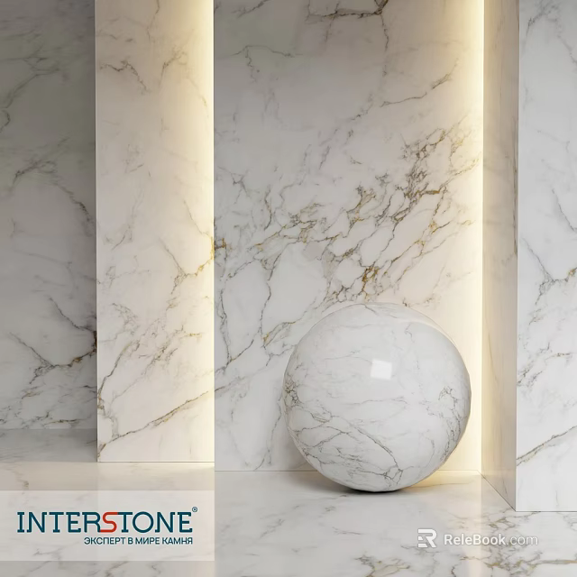 Elegant Marble Sphere Component With Natural Veined Walls And Soft Lighting 3d model 
