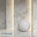 Elegant Marble Sphere Component With Natural Veined Walls And Soft Lighting