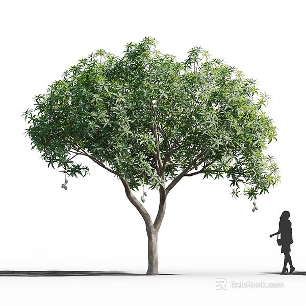 Tall Arbor With Lush Green Leaves And Trunk Featuring A Person Silhouette 3d model 