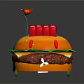 Cartoon Ladybug Shaped Hamburger Car With Orange Body Red Spots And Green Wheels