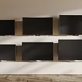 Six Flat Screen Televisions Displayed on Wall Shelves in Modern Interior Setting 3d model