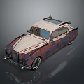 Vintage Rusted Classic Car With Weathered Beige Brown Body And Retro Design