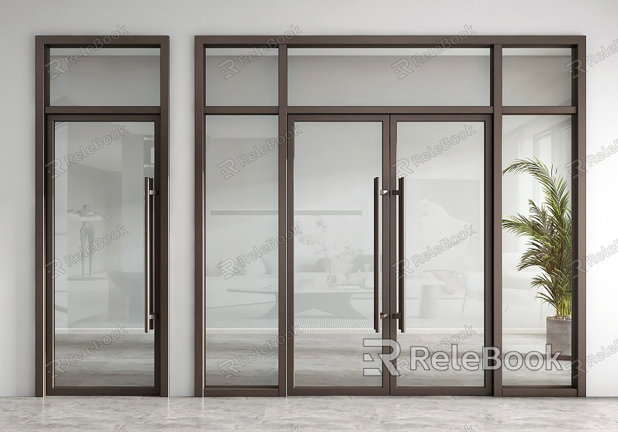 Modern double door glass double door office glass door model