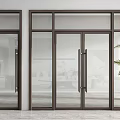 Modern Glass Double Doors With Dark Frame For Interior Space 3d model