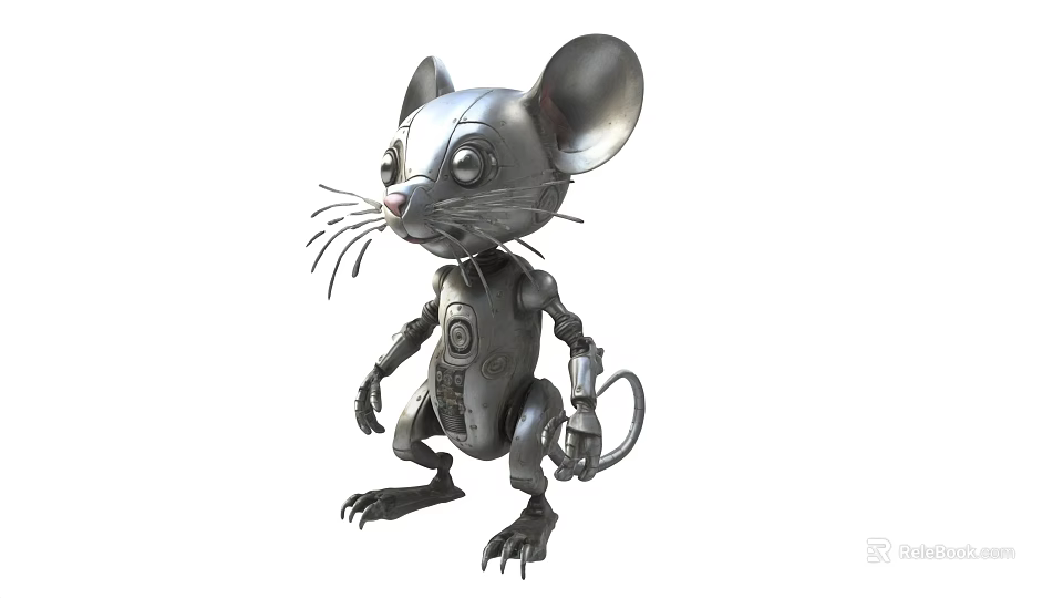 Animated Metallic Robot Mouse Character With Mechanical Limbs For Game And Movie Scenes 3d model 