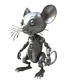 Animated Metallic Robot Mouse Character With Mechanical Limbs For Game And Movie Scenes