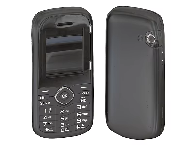 Black Feature Mobile Phone With Front Screen Keypad And Rear Camera Design 3d model