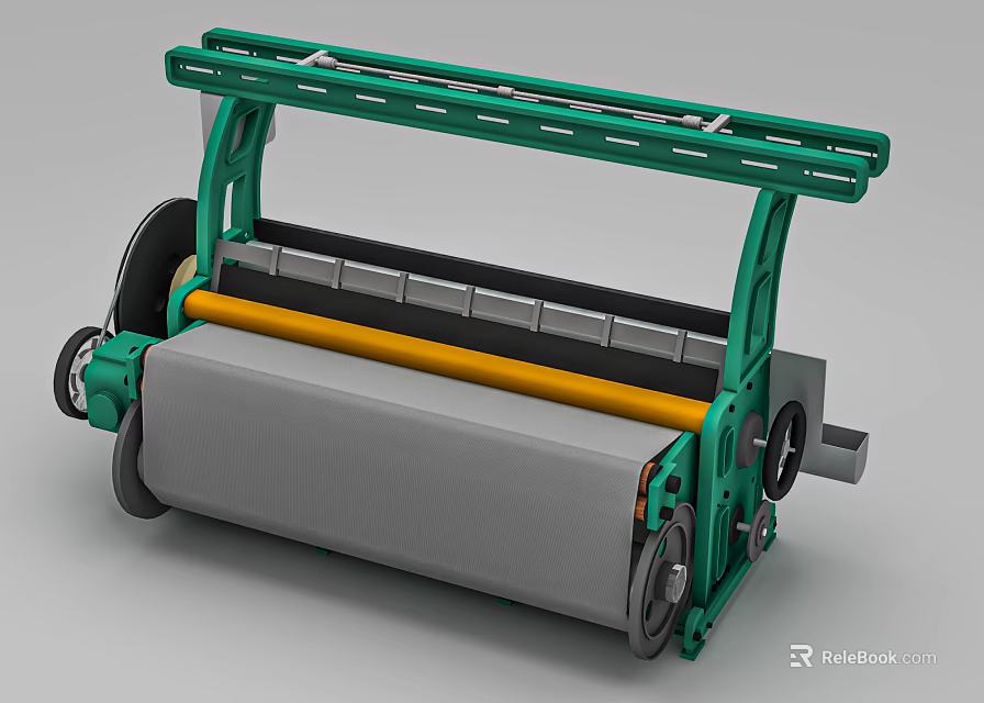 Car Manufacturing Mechanical System With Green Frame And Rolling Components 3d model 