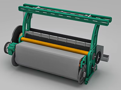 Car Manufacturing Mechanical System With Green Frame And Rolling Components 3d model