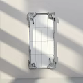 Decorative Wall Mounted Mirror with Brass Frame on White Wall and Light Shadow Effects 3d model