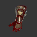 Advanced Mechanical Prosthetic Arm With Robotic Joints And Red Exterior Design