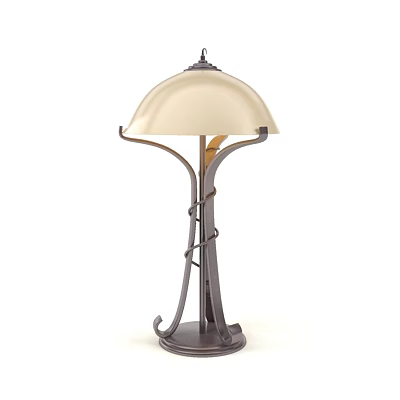 Beige Dome Shade Table Lamp With Curved Metal Stand And Spiral Accents 3d model