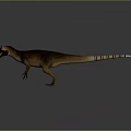 Realistic Dinosaur 3D Model With Brown Body Purple Head Open Mouth And Long Striped Tail