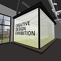 Creative Design Exhibition Glass Wall Displaying Text In Modern Interior Space 3d model