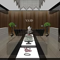 Jewelry Store Interior Design With Crystal Chandelier Wooden Panel Walls And Glass Display Cases