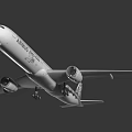 Passenger Airplane With White Body Twin Engines Wing Structure And Tail Design