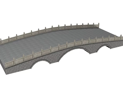 Classic Traditional Stone Bridge Architectural Design With Arched Structure And Ornate Railings 3d model