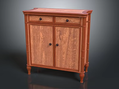 Solid Wood Entryway Cabinet Sideboard with Classic Design Cabinet Doors and Storage Drawers 3d model