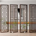 Modern Wooden Room Divider With Geometric Hollow Design For Interior Space Separation