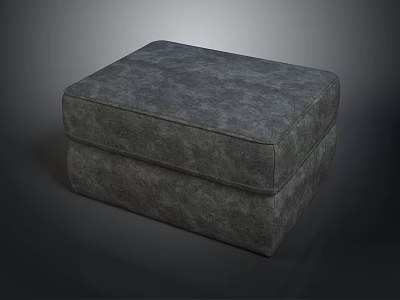 Gray Upholstered Square Ottoman With Fabric Cushion And Sturdy Base 3d model