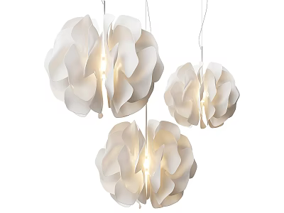 White Petal Shaped Modern Pendant Lights With Soft Warm Lighting For Home Interior Decor 3d model