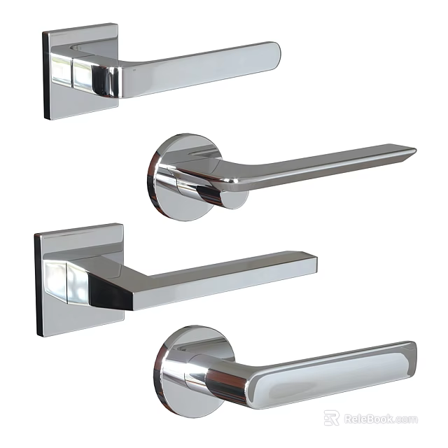 Modern Swing Door Handles In Chrome Finish For Home And Office Use 3d model 