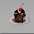 Tasty Cake With Cherry Blackberries Cream Sliced Piece And Colorful Sprinkles On White Plate