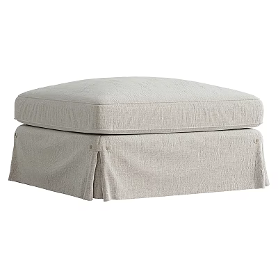 Light Gray Padded Ottoman With Skirted Design For Comfortable Living Space 3d model