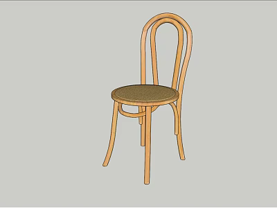 Classic Style Wooden Leisure Chair With Curved Legs And Dark Seat 3d model