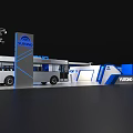 Auto Booth Auto Show Blue Department 3d model