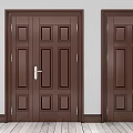 Brown Wooden Combination Doors With Classic Panel Design For Home Entrance