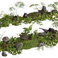 Modern Plant Combination Pteridophyte Landscape Moss Micro-terrain Courtyard Sits Landscape Landscaping Plant Heap 3d model