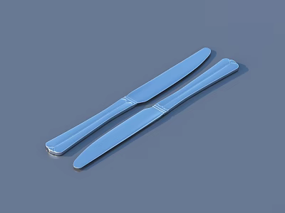 Elegant Stainless Steel Silver Cutlery Set With Two Dinner Knives 3d model