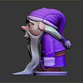Purple Gnome Figurine With Long White Beard And Closed Eyes Decorative Ornament